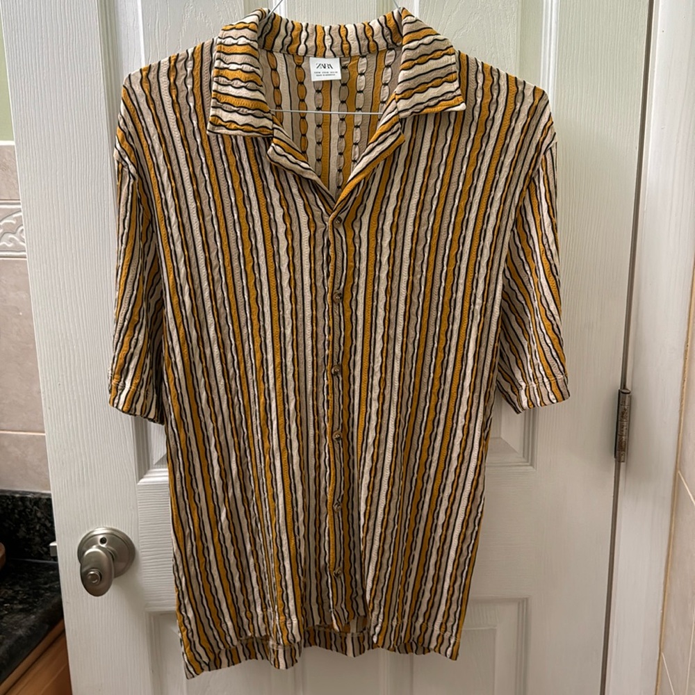 Zara Striped Shirt in Yellow, Black, and White